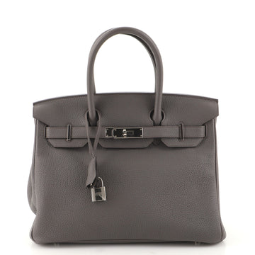 Hermes Birkin Handbag Grey Togo with Palladium Hardware 30