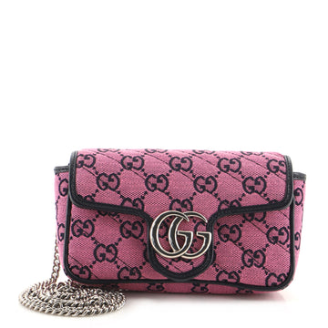 Gucci GG Marmont Flap Bag Diagonal Quilted GG Canvas Mini