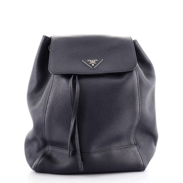 Prada Drawstring Flap Backpack Vitello Daino Large
