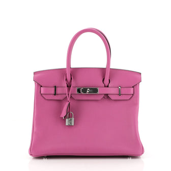 Hermes Birkin Handbag Pink Novillo with Palladium Hardware 30