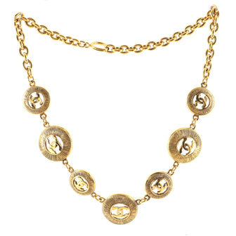 Chanel Cutout CC Medallion Chain Necklace Metal