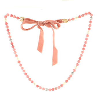 Chanel CC Ribbon Necklace Velvet and Beads