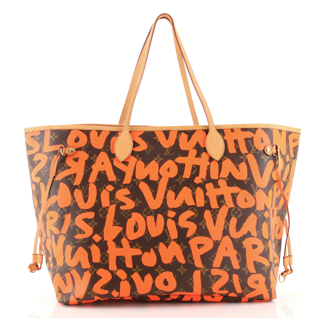 LOUIS VUITTON Monogram Graffiti Neverfull GM Tote Bag Orange