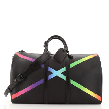 Louis Vuitton Keepall Bandouliere Bag Rainbow Taiga Leather 50