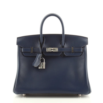 Hermes Birkin Handbag Blue Swift with Palladium Hardware 25