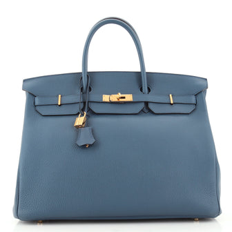 Hermes Birkin Handbag Blue Togo with Gold Hardware 40