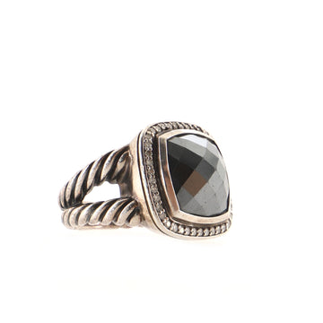 David Yurman Albion Ring Sterling Silver with Hematite and Diamonds Large