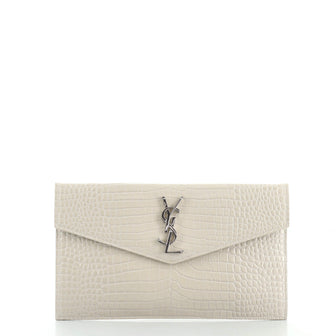 Saint Laurent Uptown Pouch Crocodile Embossed Leather