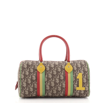 Christian Dior Vintage Rasta Boston Bag Diorissimo Canvas Medium
