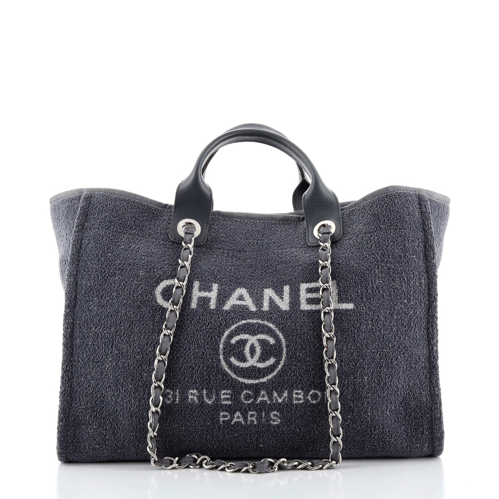 Chanel Deauville Tote Lurex Boucle Medium Gray 961203