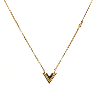 Louis Vuitton Essential V Necklace Studded Metal and Lacquer