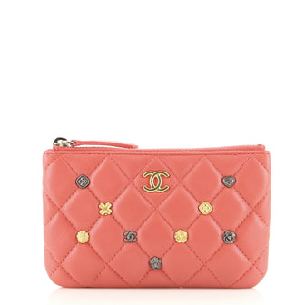 Chanel 18K Charms O Case Pouch Quilted Lambskin Mini