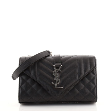Saint Laurent Classic Monogram Envelope Satchel Mixed Matelasse Leather Small