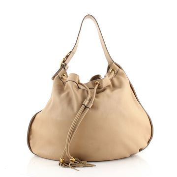 Gucci Interlocking Icon Drawstring Hobo Leather Medium