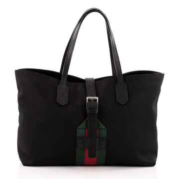 Gucci Web Buckle Tote Techno Canvas Large