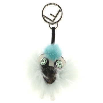 Fendi Space Monkey Bag Charm Zucca Canvas with Leather and Fur