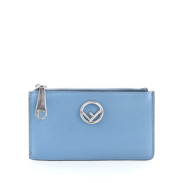 Fendi Logo Zip Card Holder Leather
