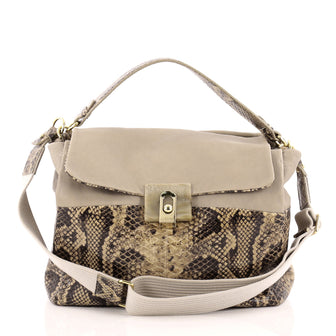 Lanvin For Me Double Carry Python Embossed Leather Medium