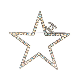Chanel CC Star Brooch Metal with Crystals