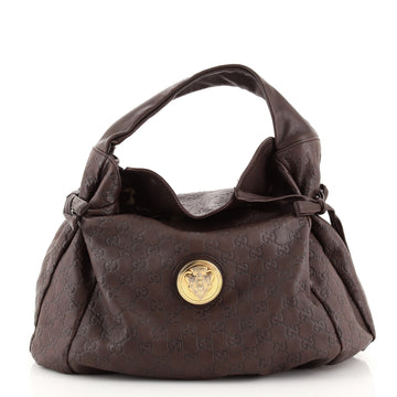 Gucci Hysteria Fold Over Hobo Guccissima Leather Medium