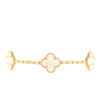 Van Cleef & Arpels Vintage Alhambra 5 Motifs Bracelet 18K Yellow Gold and Mother of Pearl