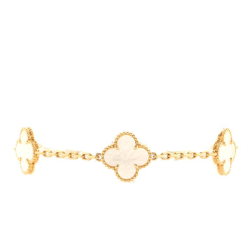 Van Cleef & Arpels Vintage Alhambra 5 Motifs Bracelet 18K Yellow Gold and Mother of Pearl