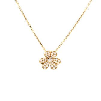 Van Cleef & Arpels Frivole Pendant Necklace 18K Yellow Gold with Pave Diamonds Small