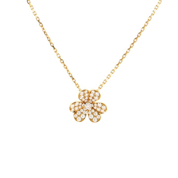 Van Cleef & Arpels Frivole Pendant Necklace 18K Yellow Gold with Pave Diamonds Small