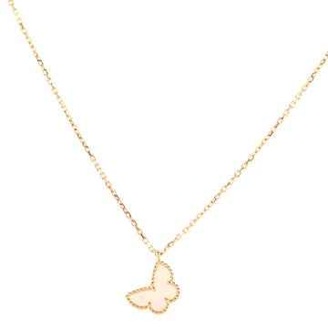 Van Cleef & Arpels Sweet Alhambra Butterfly Pendant Necklace 18K Yellow Gold and Mother of Pearl