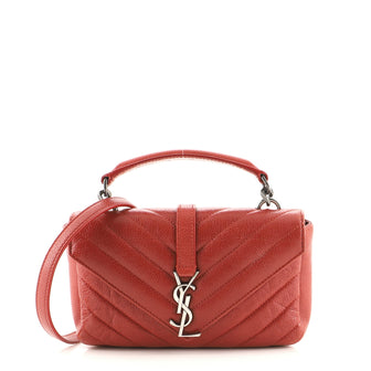 Saint Laurent Classic Monogram College Chain Wallet Matelasse Chevron Leather
