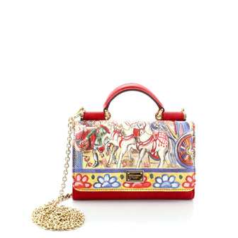 Dolce & Gabbana Sicily Wallet on Chain Printed Leather Mini