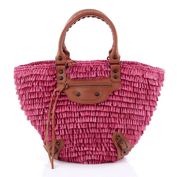 Balenciaga Panier Basket Tote Woven Raffia Small