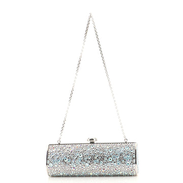 Judith Leiber Chain Minaudiere Box Clutch Crystal Long