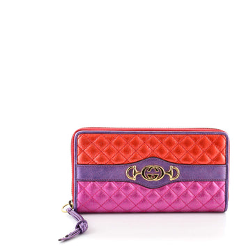 Gucci Trapuntata Zumi Zip Around Wallet Quilted Laminated Leather