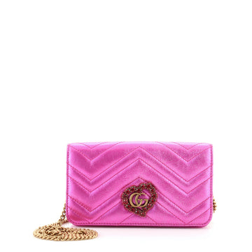 Gucci GG Marmont Chain Flap Bag Embellished Matelasse Leather Mini