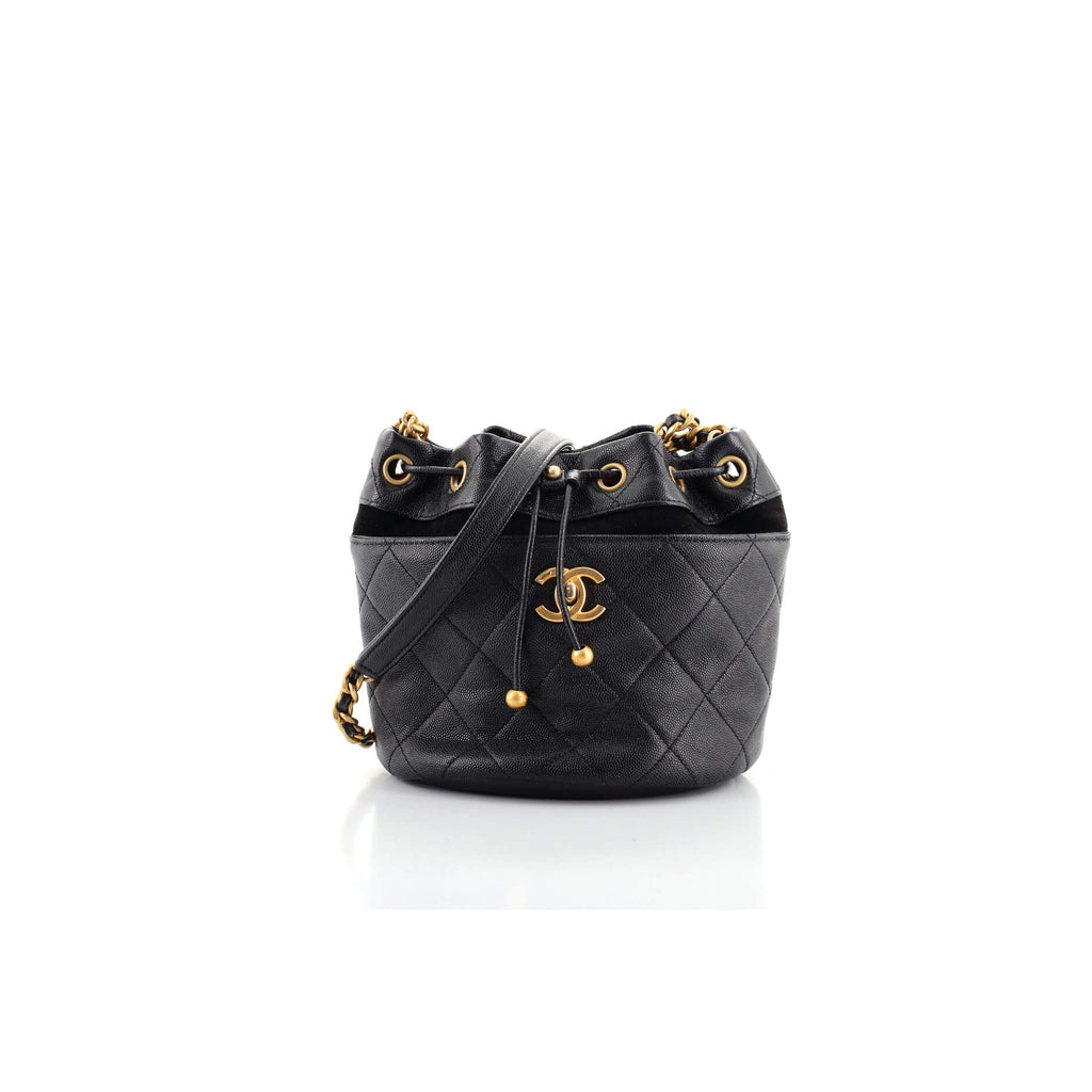 CHANEL Caviar Quilted Small CC Bucket Bag Black 612208