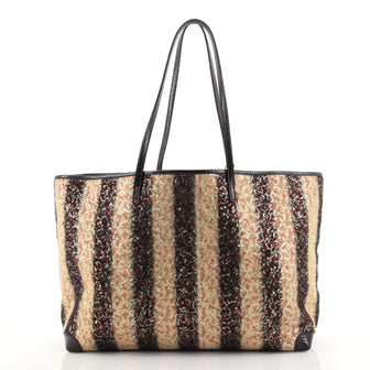 Fendi Roll Tote Striped Sequins and Wool Large