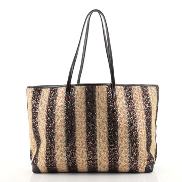 Fendi Roll Tote Striped Sequins and Wool Large