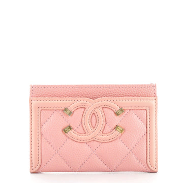 Chanel Filigree Card Holder Quilted Caviar