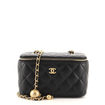 Chanel Pearl Crush Vanity Case with Chain Quilted Lambskin Small