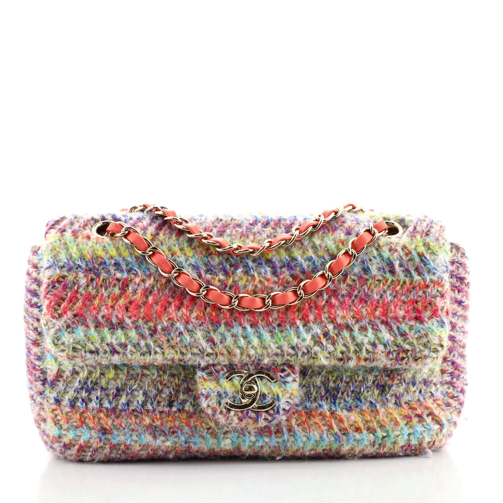 Chanel CC Chain Flap Bag Multicolor Knit Fabric Medium Multicolor