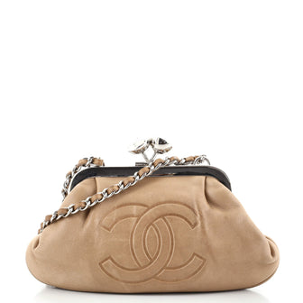 Chanel Vintage CC Chain Kisslock Frame Bag Leather Small
