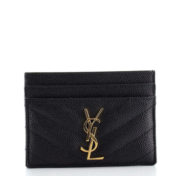Saint Laurent Classic Monogram Card Holder Matelasse Chevron Leather