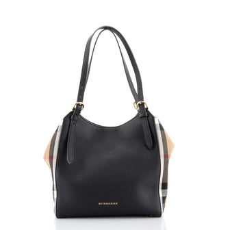 Burberry Canterbury Tote Leather and House Check Canvas Small