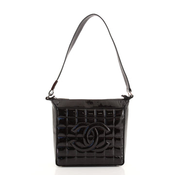 Chanel Chocolate Bar CC Shoulder Bag Quilted Patent Small