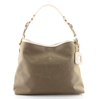 Prada Canapa Hobo Canvas with Leather Medium