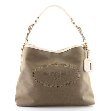 Prada Canapa Hobo Canvas with Leather Medium