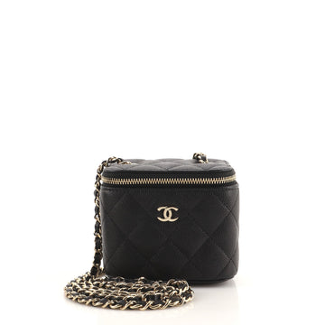 Chanel Classic Vanity Case with Chain Quilted Caviar Mini