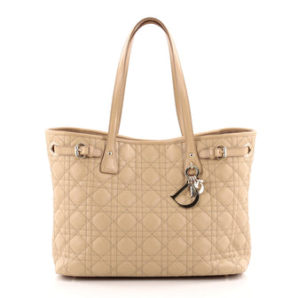 Christian Dior Panarea Tote Cannage Quilt Canvas Small