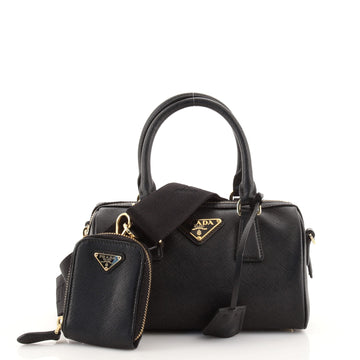 Prada Convertible Boston Bag with Utility Strap Saffiano Leather Mini